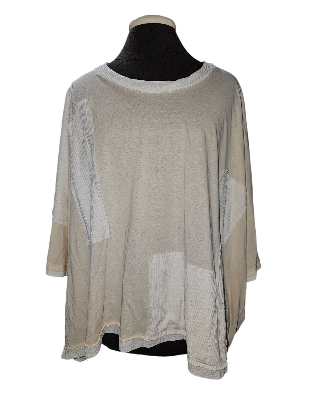 POL Relaxed PATCHWORK oversized cream whiye ivory top M nwot